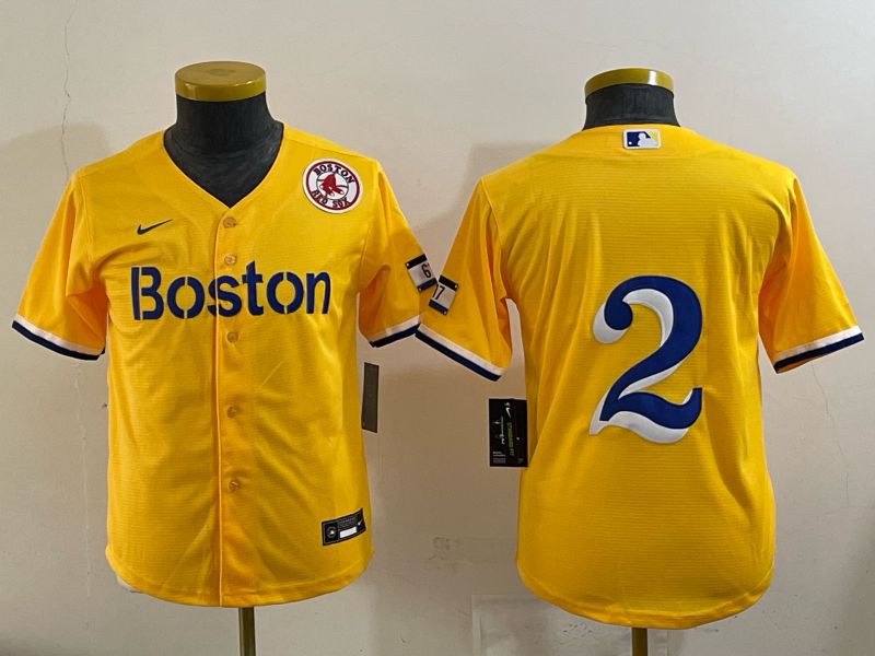 Youth 2025 Boston Red Sox #2 No Name Yellow Nike MLB Jersey 02->youth mlb jersey->Youth Jersey